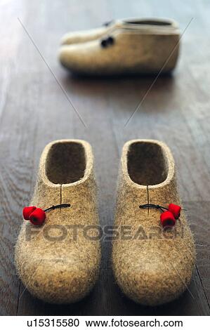 Stock Image - Felt slippers. Fotosearch
