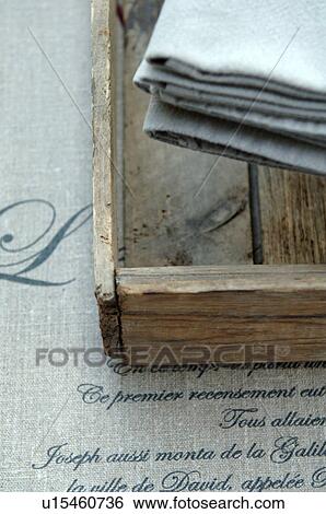 Stock Photograph - French text and wooden crate. Fotosearch