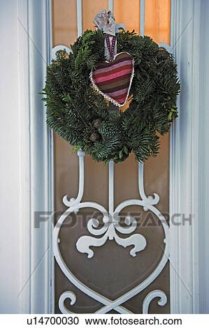 Front door with Christmas wreath View Large Photo Image Stock Image - Front door with Christmas wreath. Fotosearch