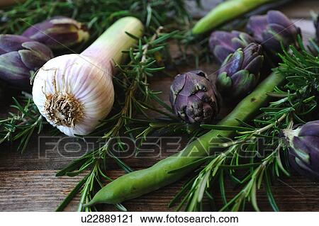 Garlic, rosemary, beans and artichoke View Large Photo Image Stock Image - Garlic, rosemary, beans and artichoke. Fotosearch