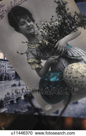 Stock Image - Historical photograph and Christmas baubles. Fotosearch