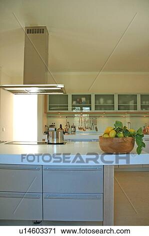 Stock Image - Kitchen with cooker hood. Fotosearch