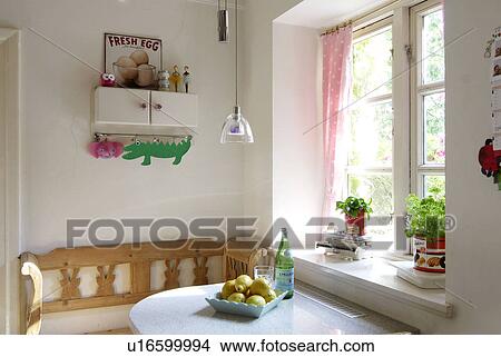 Kitchen with sitting area at the window View Large Photo Image Picture - Kitchen with sitting area at the window. Fotosearch