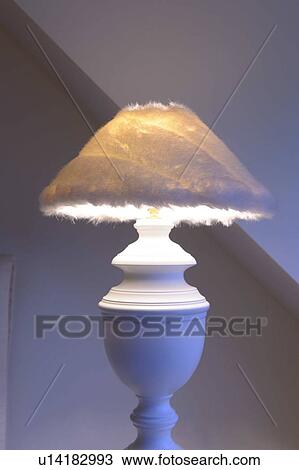 Lamp with fur lamp shade View Large Photo Image Stock Image - Lamp with fur lamp shade. Fotosearch
