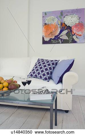 Living room with couch, fruit bowl and wine glasses View Large Photo Image Stock Image - Living room with couch, fruit bowl and wine glasses. Fotosearch