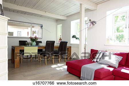 Living room with dining area in a residential house View Large Photo Image Stock Photograph - Living room with dining area in a residential house. Fotosearch