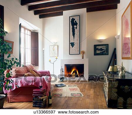 Living room with fireplace View Large Photo Image Stock Photo - Living room with fireplace. Fotosearch