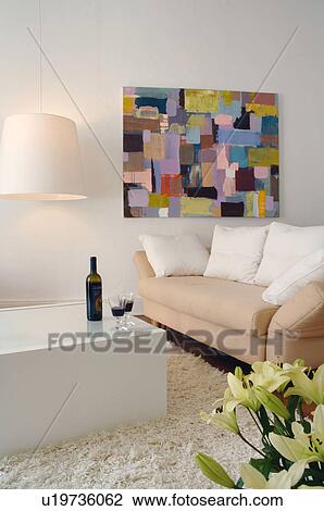 Living room with painting on the wall View Large Photo Image Stock Image - Living room with painting on the wall. Fotosearch