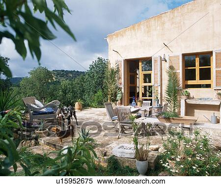 Mediterranean house with terrace View Large Photo Image Stock Photography - Mediterranean house with terrace. Fotosearch
