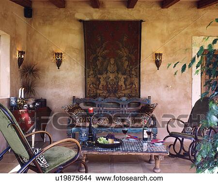 Mediterranean loggia with rocking chairs View Large Photo Image Picture - Mediterranean loggia with rocking chairs. Fotosearch