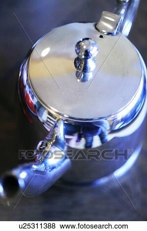 Metal coffee pot View Large Photo Image Stock Photo - Metal coffee pot. Fotosearch