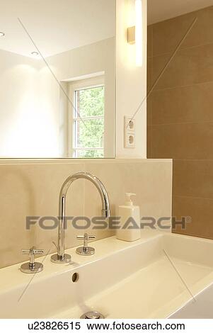 Modern bathroom with large sink View Large Photo Image Stock Photography - Modern bathroom with large sink. Fotosearch