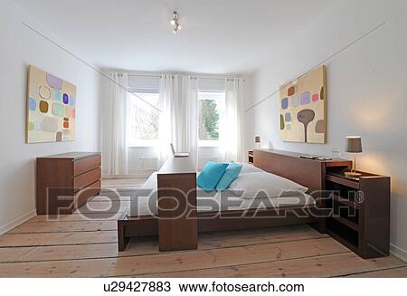 Modern bright bedroom View Large Photo Image Stock Image - Modern bright bedroom. Fotosearch