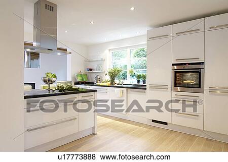 Modern bright kitchen View Large Photo Image Stock Photo - Modern bright kitchen. Fotosearch