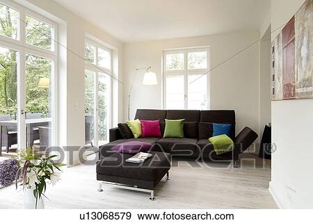 Modern bright living room View Large Photo Image Stock Photo - Modern bright living room. Fotosearch