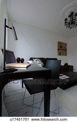 Modern living room with working area View Large Photo Image Stock Image - Modern living room with working area. Fotosearch