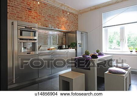 Modern open plan kitchen View Large Photo Image Picture - Modern open plan kitchen. Fotosearch