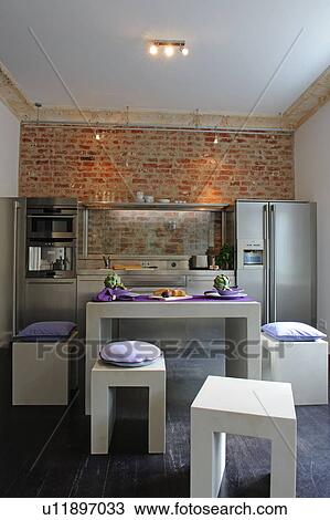 Stock Image - Modern open plan kitchen. Fotosearch