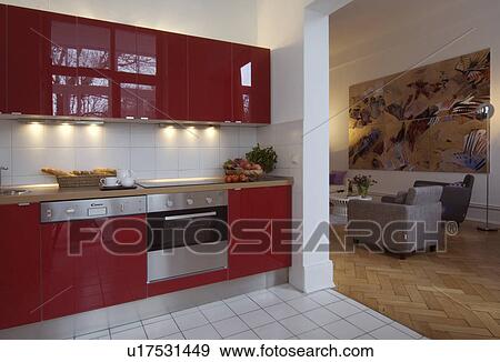 Modern open plan kitchen View Large Photo Image Stock Photo - Modern open plan kitchen. Fotosearch