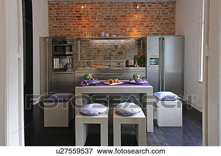 Modern open plan kitchen View Large Photo Image Stock Photo - Modern open plan kitchen. Fotosearch