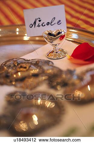 Stock Image - Nametag on ornate plate. Fotosearch