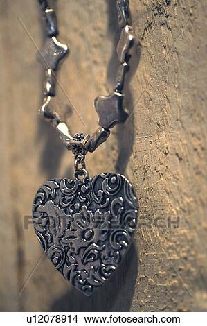 Picture - Necklace with heart-shaped pendant. Fotosearch