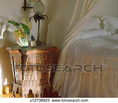 Old-fashioned bedroom with nightstand View Large Photo Image Stock Image - Old-fashioned bedroom with nightstand. Fotosearch
