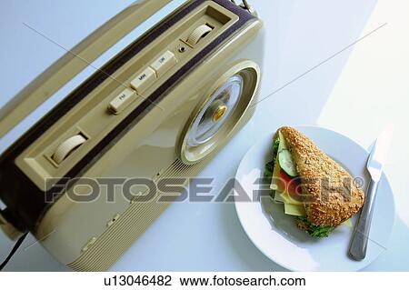 Old-fashioned radio and sandwich View Large Photo Image Stock Image - Old-fashioned radio and sandwich. Fotosearch