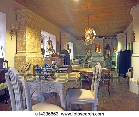 Old-fashioned room with tiled stoves View Large Photo Image Stock Image - Old-fashioned room with tiled stoves. Fotosearch