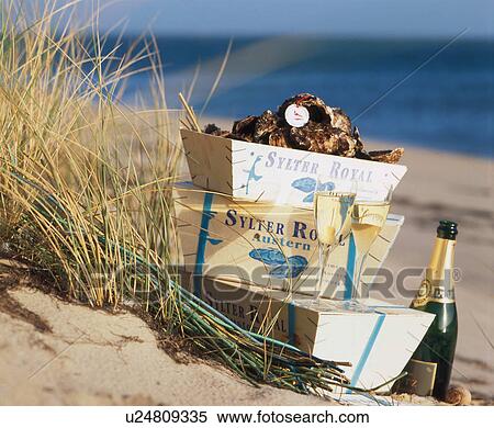 Oysters and champagne on the beach View Large Photo Image Stock Photography - Oysters and champagne on the beach. Fotosearch