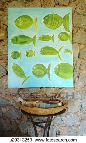 Stock Photo - Painting with fishes. Fotosearch