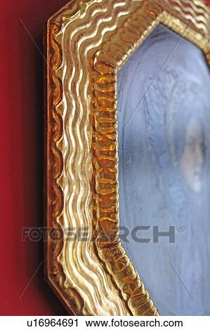 Stock Image - Painting with golden frame. Fotosearch
