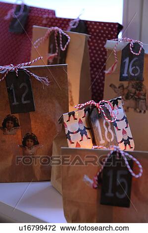 Paper bags as Advent calendar View Large Photo Image Stock Image - Paper bags as Advent calendar. Fotosearch