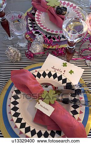 Place setting with four leaf clover View Large Photo Image Stock Image - Place setting with four leaf clover. Fotosearch