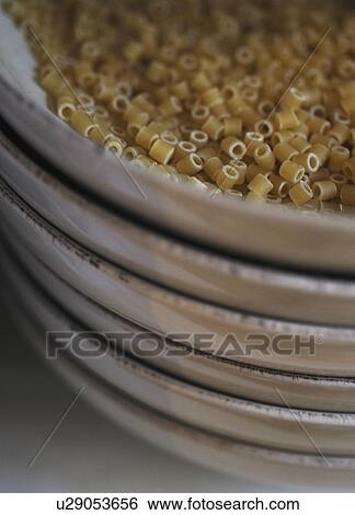 Stock Photograph - Plate with uncooked noodles. Fotosearch