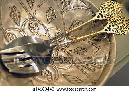 Precious cutlery on plate View Large Photo Image Stock Image - Precious cutlery on plate. Fotosearch