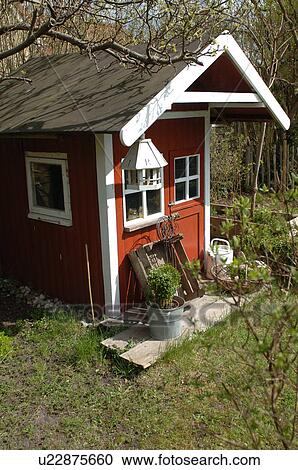 Red garden shed View Large Photo Image Stock Image - Red garden shed. Fotosearch