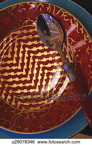 Red plate and spoon View Large Photo Image Stock Photograph - Red plate and spoon. Fotosearch