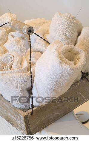 Stock Photograph - Rolls of bath towels. Fotosearch
