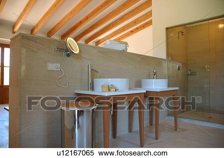 Room with washbasins at a partition wall View Large Photo Image Stock Photography - Room with washbasins at a partition wall. Fotosearch