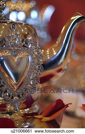 Silver tea pot View Large Photo Image Stock Image - Silver tea pot. Fotosearch