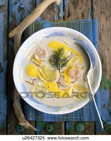 Stock Photography - Soup with shrimps. Fotosearch