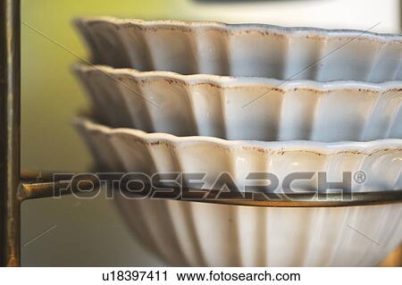 Stock Image - Stack of porcelain bowls. Fotosearch
