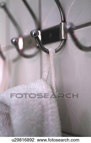 Stock Image - Stainless steel clothes hooks. Fotosearch