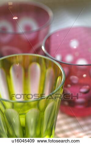 Three colored glasses View Large Photo Image Stock Photo - Three colored glasses. Fotosearch