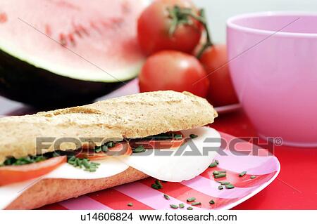 Picture - Tomato mozzarella sandwich. Fotosearch