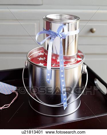Stock Image - Two buckets with gift ribbon. Fotosearch