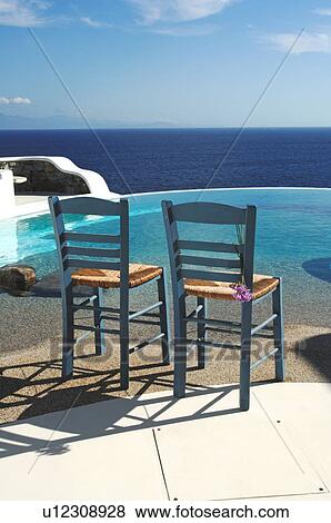 Two chairs by the poolside above the ocean View Large Photo Image Stock Photo - Two chairs by the poolside above the ocean. Fotosearch