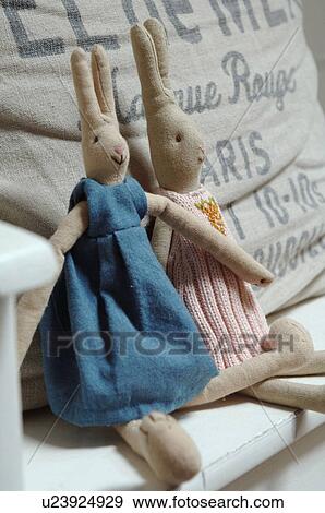 Stock Photo - Two cuddly hares sitting. Fotosearch