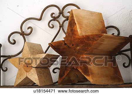 Stock Image - Two decorative wooden stars. Fotosearch